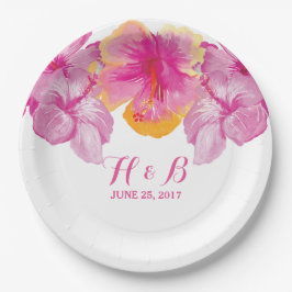 Prato De Papel Chapas de Papel Floral de Casamento de Hibiscus