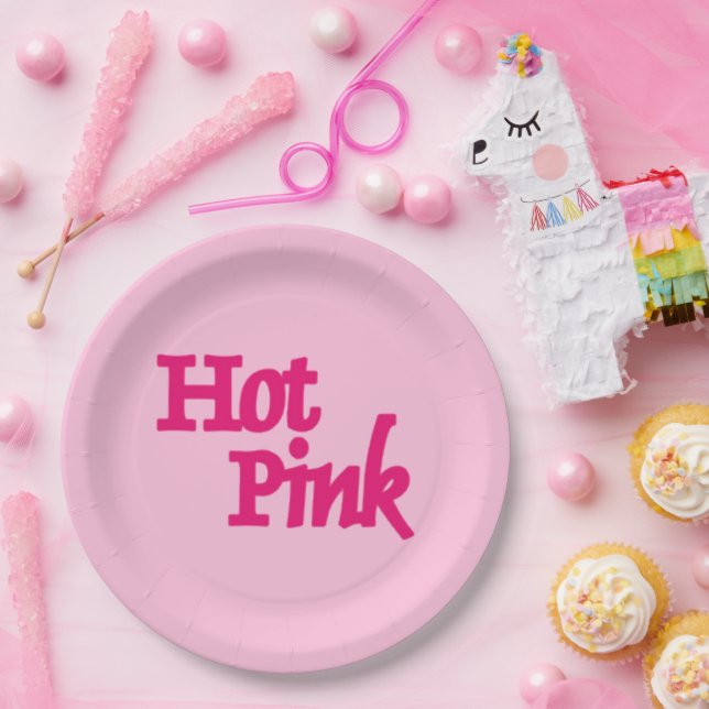 Prato De Papel Chapas de papel grandes, cor-de-rosa quente (Festa)