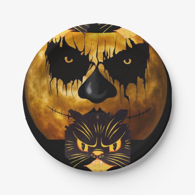 Prato De Papel Chapas de papel Halloween (Frente)