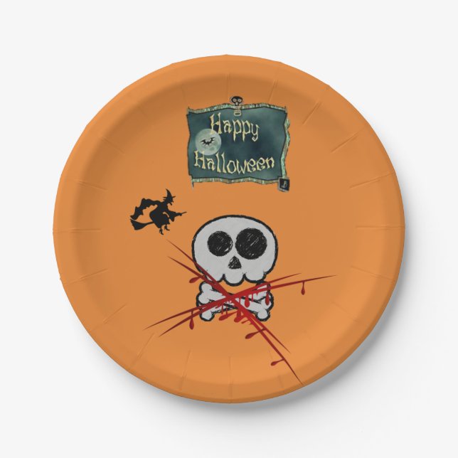 Prato De Papel Chapas de papel Halloween (Frente)
