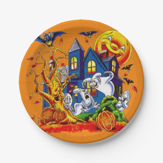 Prato De Papel Chapas de papel Halloween (Frente)