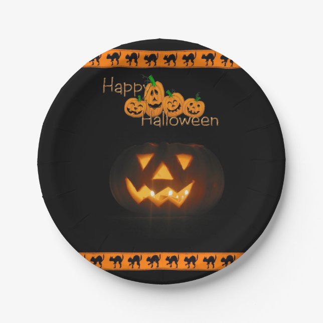 Prato De Papel Chapas de papel Halloween (Frente)