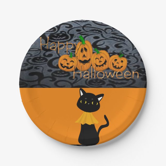 Prato De Papel Chapas de papel Halloween (Frente)