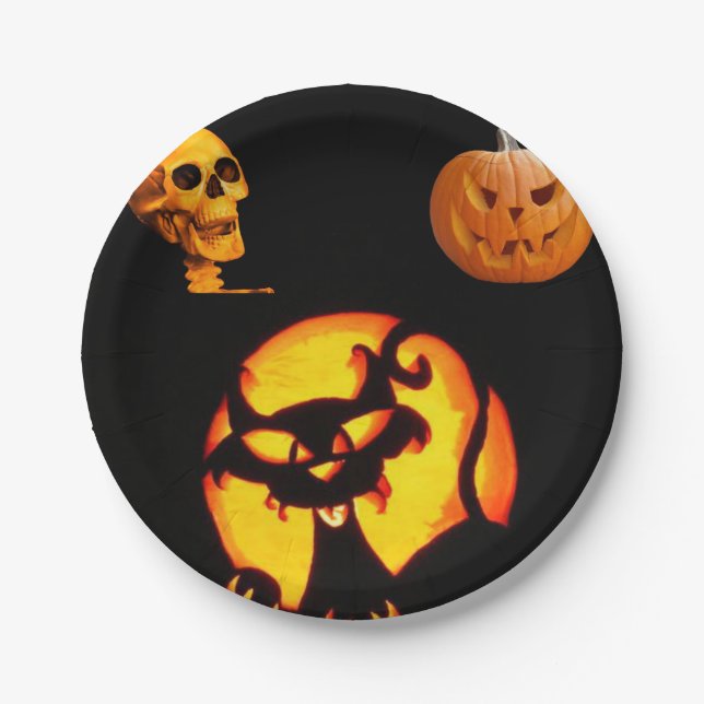 Prato De Papel Chapas de papel Halloween (Frente)
