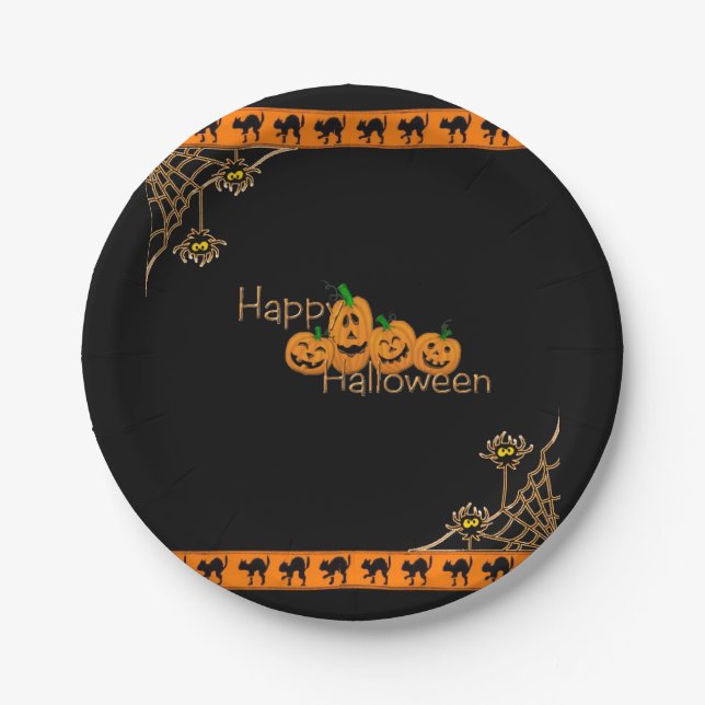 Prato De Papel Chapas de papel Halloween (Frente)