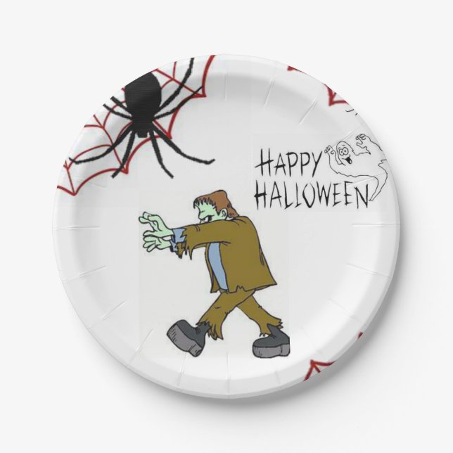 Prato De Papel Chapas de papel Halloween (Frente)