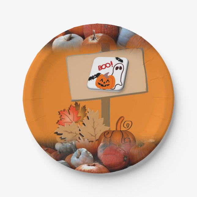 Prato De Papel Chapas de papel Halloween (Frente)