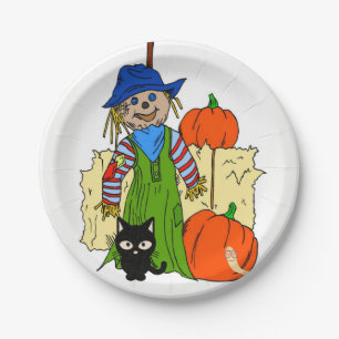 Prato De Papel Chapas de papel Halloween, Espantalho