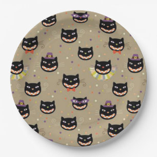 Prato De Papel Chapas De Papel Halloween/Gatos Pretos Engraçados