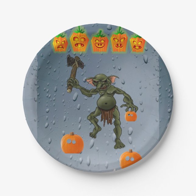 Prato De Papel Chapas de papel Halloween, Goblin (Frente)