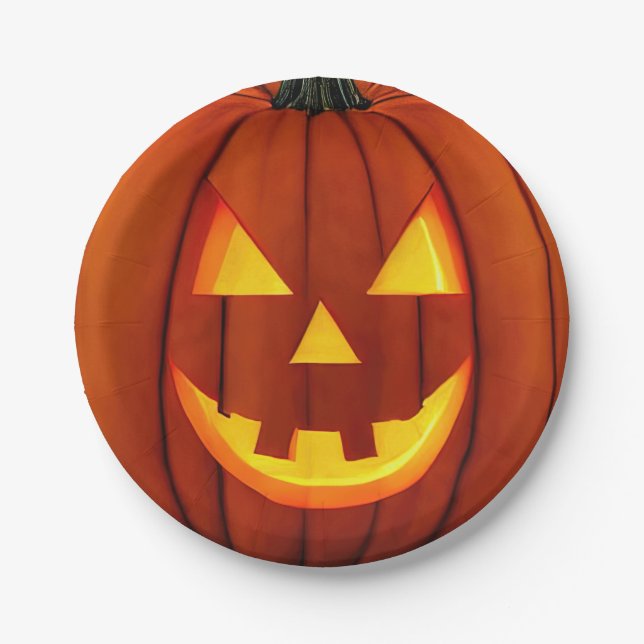 Prato De Papel Chapas de papel Jack-O-Lanterna (Frente)