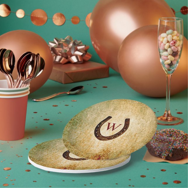 Prato De Papel Chapas de papel monogramas em ferradura (Múltiplo)