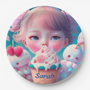 Prato De Papel Chapas de papel para sorvete Kawaii