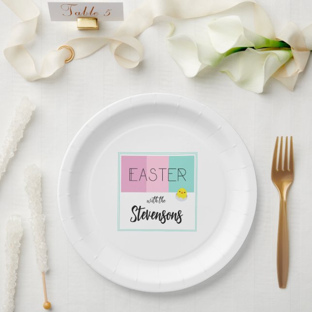 Prato De Papel Chapas de papel personalizadas da Páscoa familiar (Casamento)