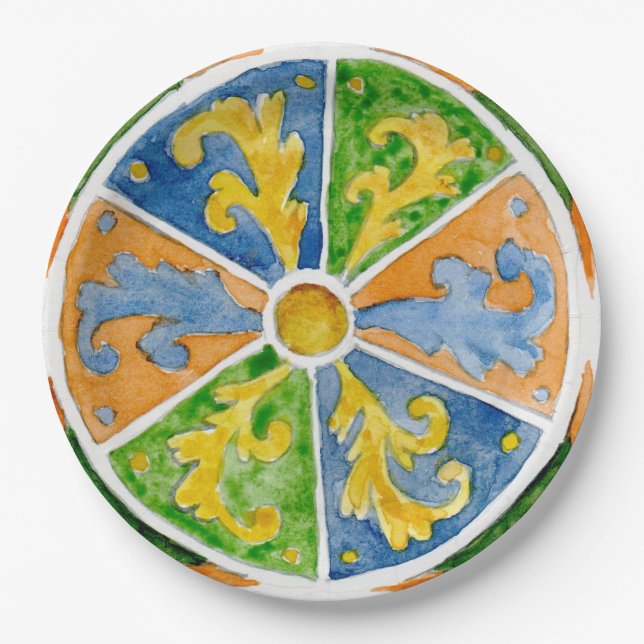 Prato De Papel Chapas de papel SCT_P7-1 design siciliano tradicio (Frente)