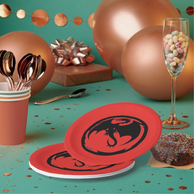 Prato De Papel Chapas de papel vermelhas do Dragão Negro (Múltiplo)