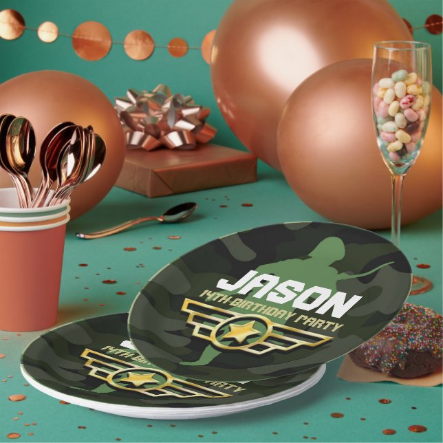 Prato De Papel Chapas de papelão do Partido do Estilo Militar (Múltiplo)