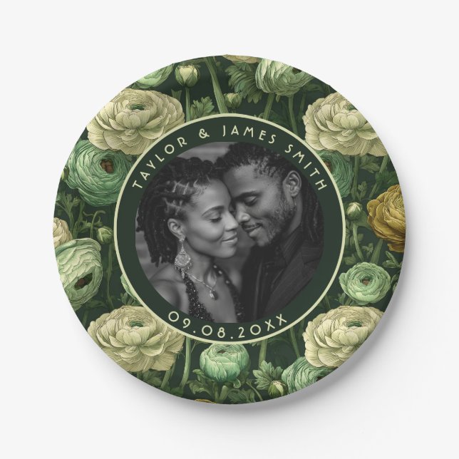 Prato De Papel Chapas Ranunculus Bonitas Para Parte De Recepção (Frente)