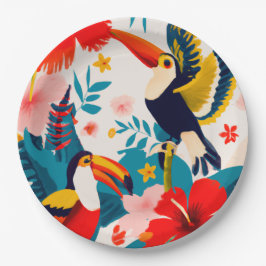 Prato De Papel Chapas tropicais de papel