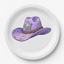 Prato De Papel Chapéu de Cowgirl Roxo Claro