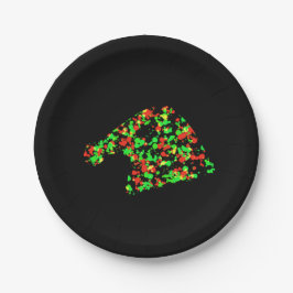 Prato De Papel Chapéu de Papai Noel Vermelho e Verde com Tinta Es