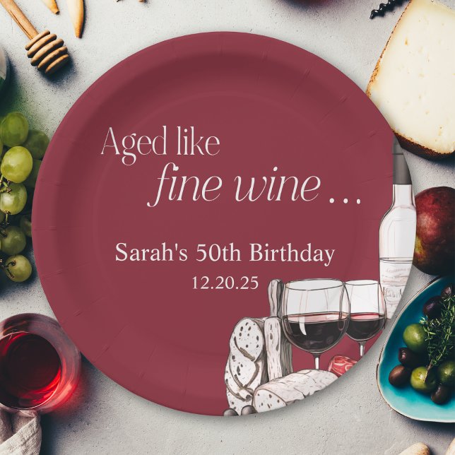 Prato De Papel Charcuterie e Red Wine 50.o aniversário (Criador carregado)