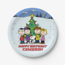 Prato De Papel Charlie Brown e Amigos Aniversário de inverno