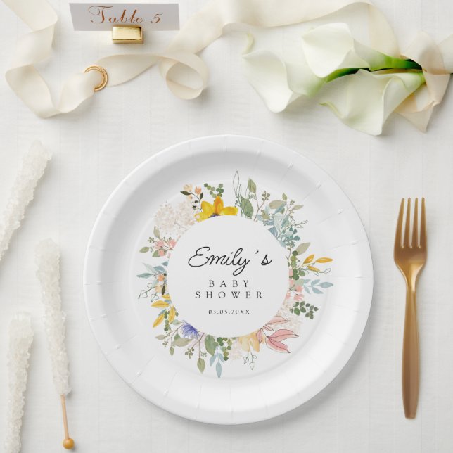 Prato De Papel Charme de Jardim de Flores Selvagens | Chá de fral (Casamento)