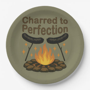 Prato De Papel Charred to Perfecny Campfire Hot Dog