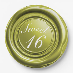 Prato De Papel Chartreuse Candle Wax Seal Drip Sweet 16 Wedding