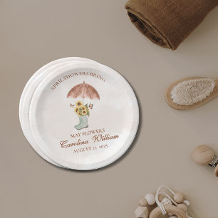 Prato De Papel Chás Boho April Trazem Chá de fraldas Flor