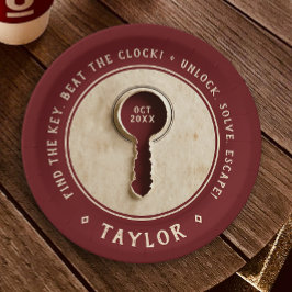 Prato De Papel Chave de Aventura Detetive da Sala de Fuga Retroat