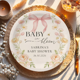 Prato de Papel Chave de Bebê Bebê em Flor Chave de