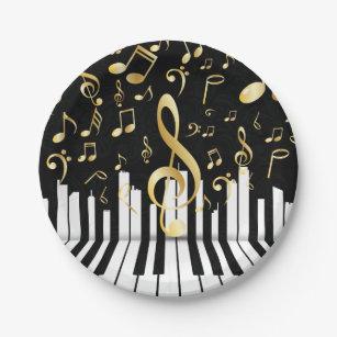 Prato De Papel Chaves luxuosas do piano do ouro da nota da música