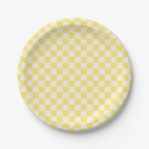 Prato De Papel Checkerboard amarelo