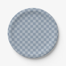Prato De Papel Checkerboard azul empoeirado