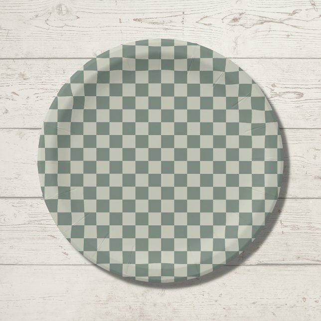 Prato De Papel Checkerboard verde (Criador carregado)
