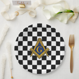 Prato De Papel Checkers Masonic Freemasons Square e Compass