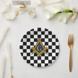 Prato De Papel Checkers Masonic Freemasons Square e Compass