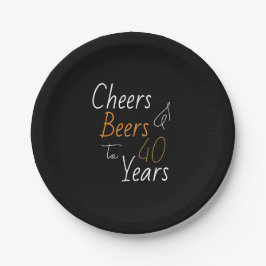 Prato De Papel Cheers and Beers aniversário de 40 anos