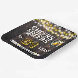 Prato De Papel Cheers and Beers to 81 Years Rustic Birthday