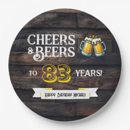 Prato De Papel Cheers and Beers to 83 Years Rustic Birthday