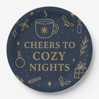 Prato De Papel Cheers to Cozy Nights Paper Plate