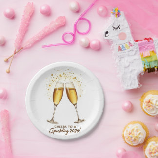 Prato De Papel Cheers to Sparkling 2026 Plates