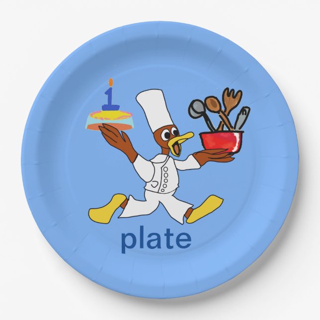Prato De Papel Chef Azul Fundido Ducky Kazoo Plate (Frente)