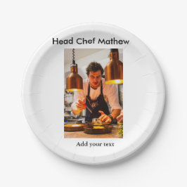 Prato De Papel Chef cozinheiro adiciona nome SMS homens padaria d