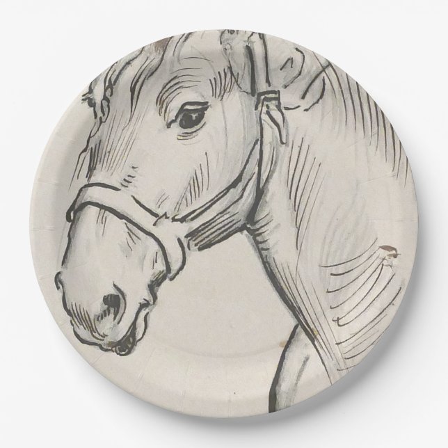 Prato De Papel Chefe de Cavalo (por Alfred Dehodencq) (Frente)