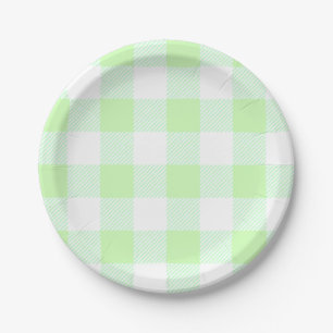 Prato De Papel cheque verde-claro de gingham