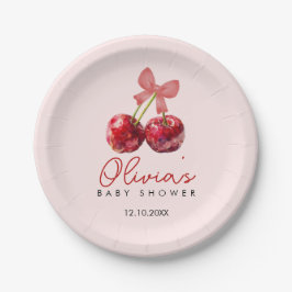 Prato De Papel Cherry Baby Shower Paper Plates for Girl Party