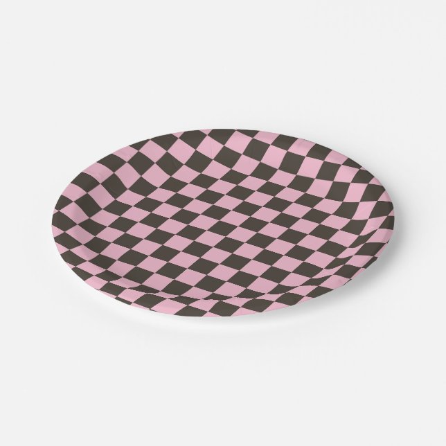 Prato De Papel Cherry blossom checkered board pattern (Inclinado)